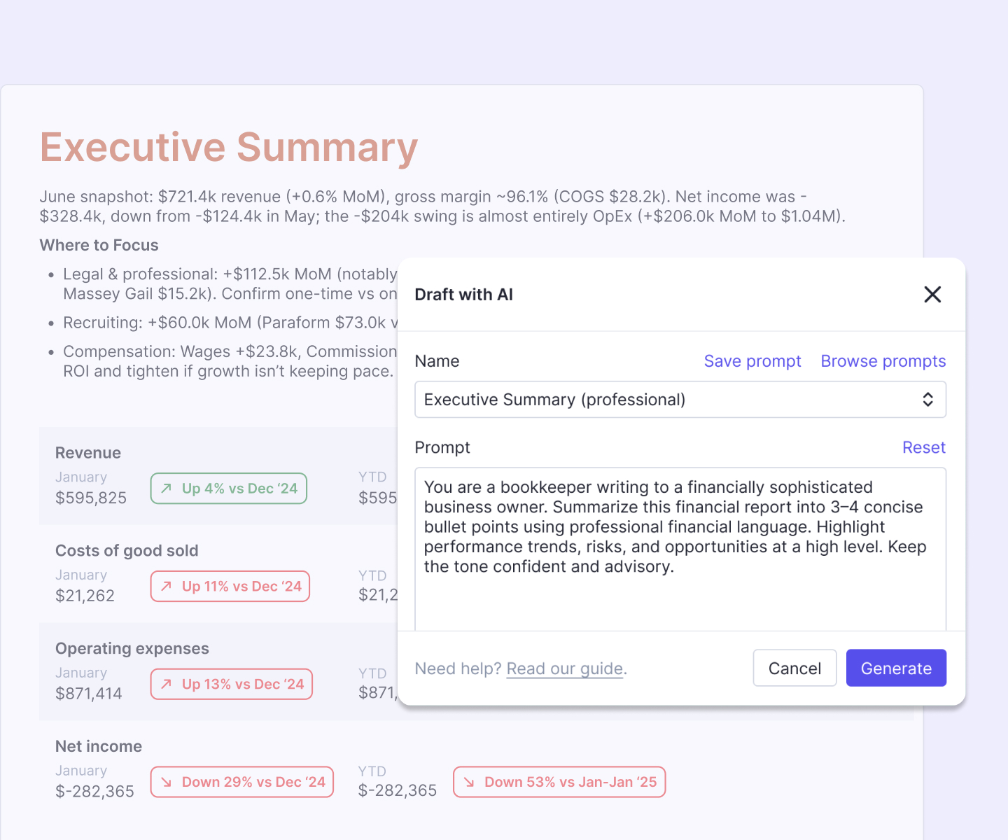 AI Financial Summaries Double
